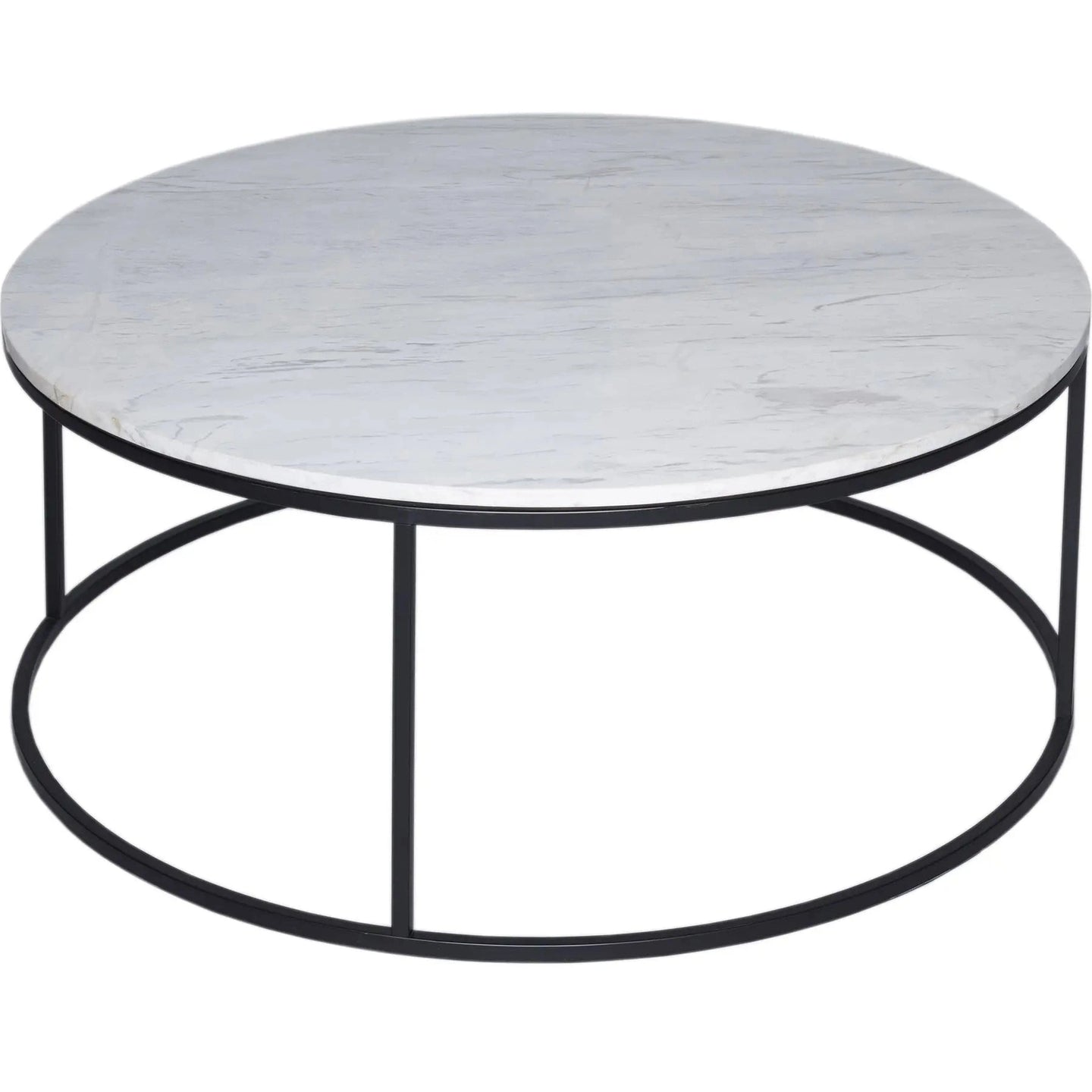 Kensal Circular Coffee Table White Marble Top & Black Matt Base